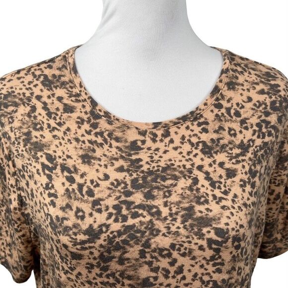 Nine West Blouse Knit Top Plus XXL Animal Print Multicolored Short Sleeves Shirt - Picture 2 of 9